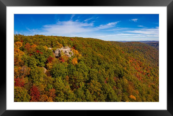 Panorama of Coopers Rock state park overlook over the Cheat Rive Framed Mounted Print by Steve Heap