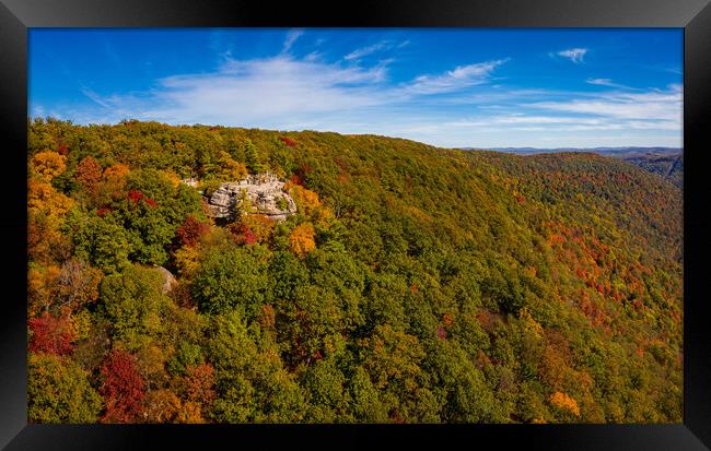 Panorama of Coopers Rock state park overlook over the Cheat Rive Framed Print by Steve Heap