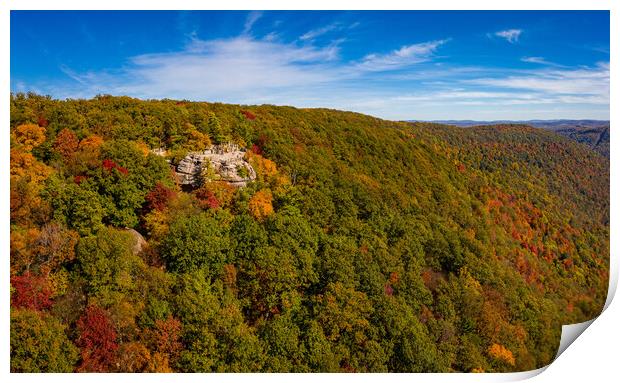 Panorama of Coopers Rock state park overlook over the Cheat Rive Print by Steve Heap