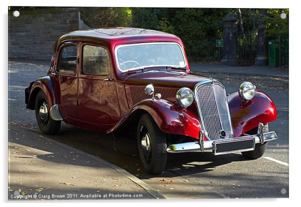 Classic Red Citroen 15 Acrylic by Craig Brown