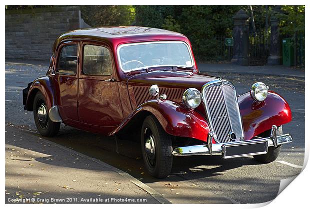 Classic Red Citroen 15 Print by Craig Brown