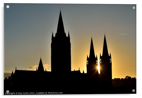 Twixt Spires Sunset. Acrylic by Roy Curtis