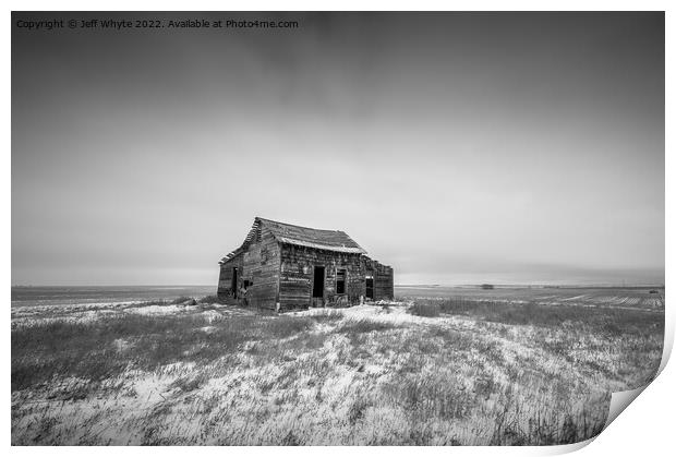 Abandoned building in winter Print by Jeff Whyte