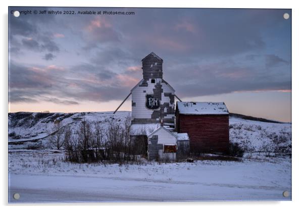 Old P&H grain company elevator Acrylic by Jeff Whyte