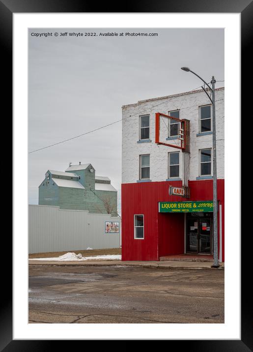  Small town storefronts in Trochu Framed Mounted Print by Jeff Whyte