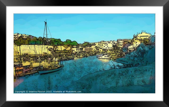  Watercolor Etching of Ciutadella Port Framed Mounted Print by Deanne Flouton