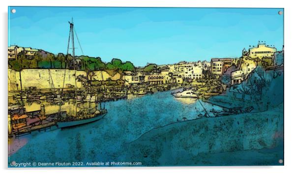  Watercolor Etching of Ciutadella Port Acrylic by Deanne Flouton