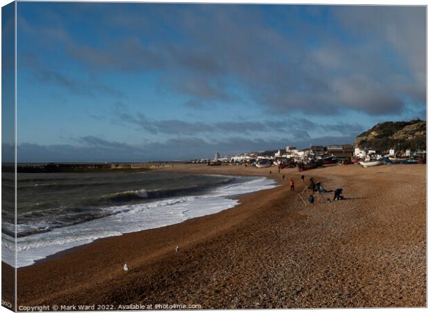Fishing in Different Forms in Hastings. Canvas Print by Mark Ward