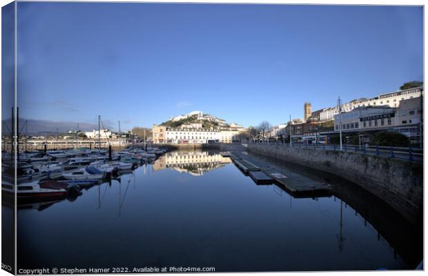 Torquay Harbour Reflections Canvas Print by Stephen Hamer