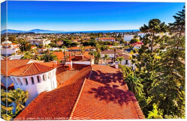Court House Orange Roofs Santa Barbara California Canvas Print by William Perry