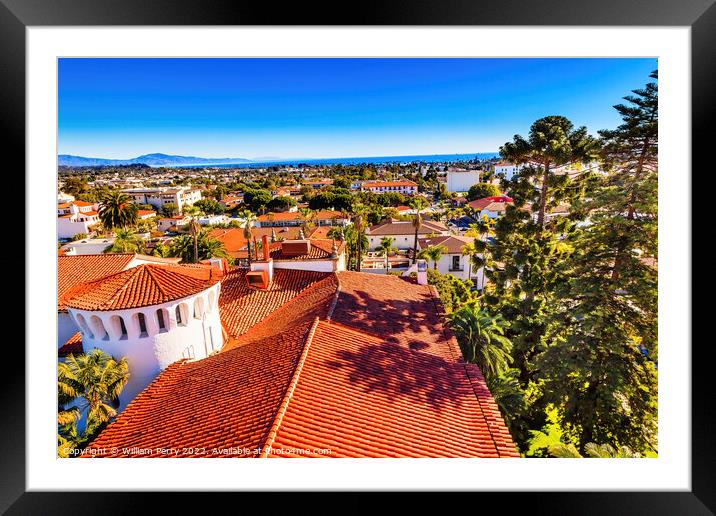 Court House Orange Roofs Santa Barbara California Framed Mounted Print by William Perry