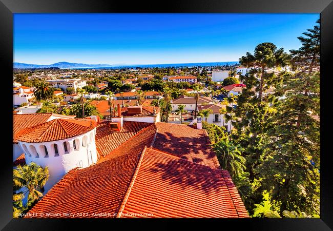 Court House Orange Roofs Santa Barbara California Framed Print by William Perry