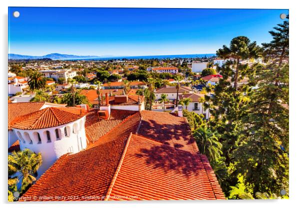 Court House Orange Roofs Santa Barbara California Acrylic by William Perry