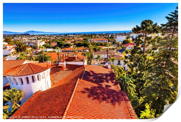 Court House Orange Roofs Santa Barbara California Print by William Perry