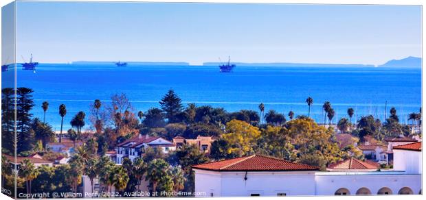 Oil Well Offshore Platforms Santa Barbara California Canvas Print by William Perry