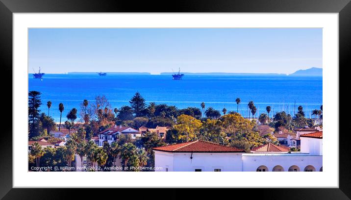 Oil Well Offshore Platforms Santa Barbara California Framed Mounted Print by William Perry