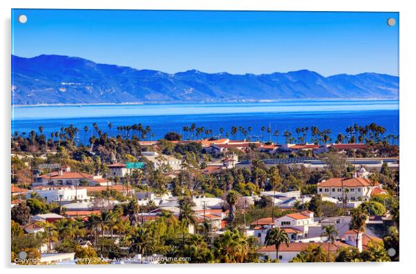 Buildings Coastline Pacific Ocean Santa Barbara California Acrylic by William Perry