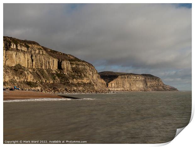 The Cliffs of Hastings on a Moody Day. Print by Mark Ward