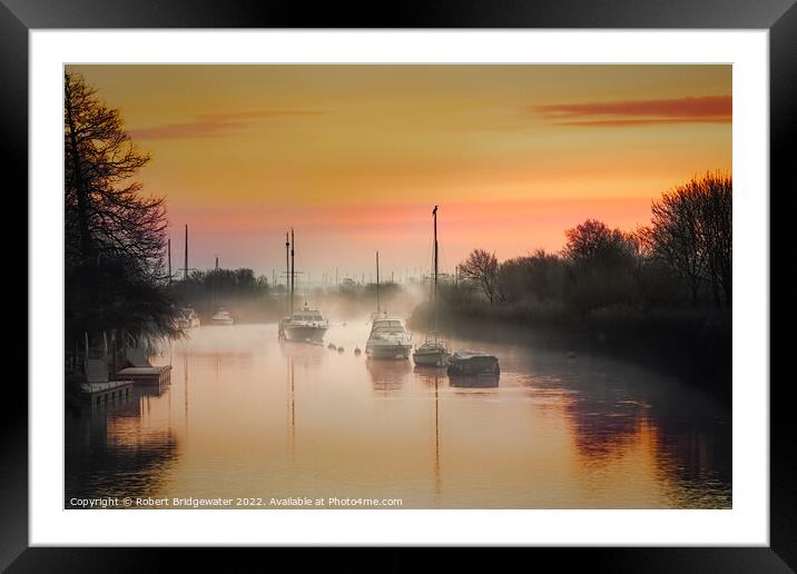 Misty sunrise on the River Frome Framed Mounted Print by Robert Bridgewater