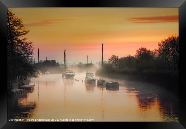 Misty sunrise on the River Frome Framed Print by Robert Bridgewater