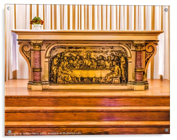 Last Supper Bronze Altar Saint Laurent Church Normandy France Acrylic by William Perry