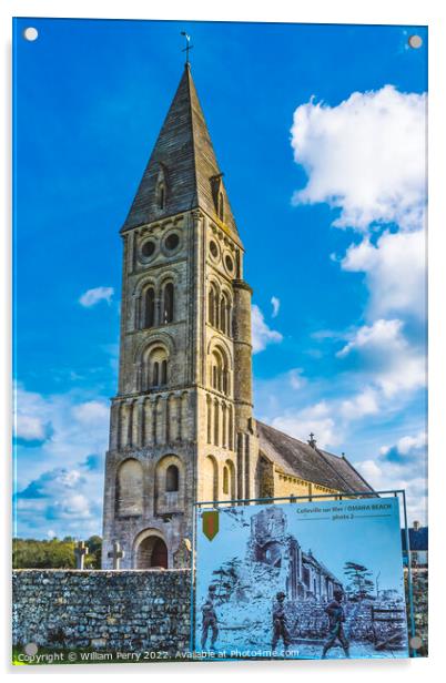 Notre Dame Church Omaha Beach Road Normandy France Acrylic by William Perry
