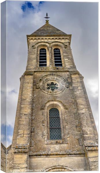 Exterior Steeple Saint Laurent Church Normandy France Canvas Print by William Perry