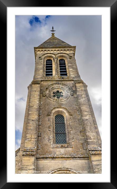 Exterior Steeple Saint Laurent Church Normandy France Framed Mounted Print by William Perry