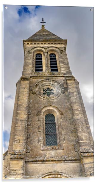 Exterior Steeple Saint Laurent Church Normandy France Acrylic by William Perry