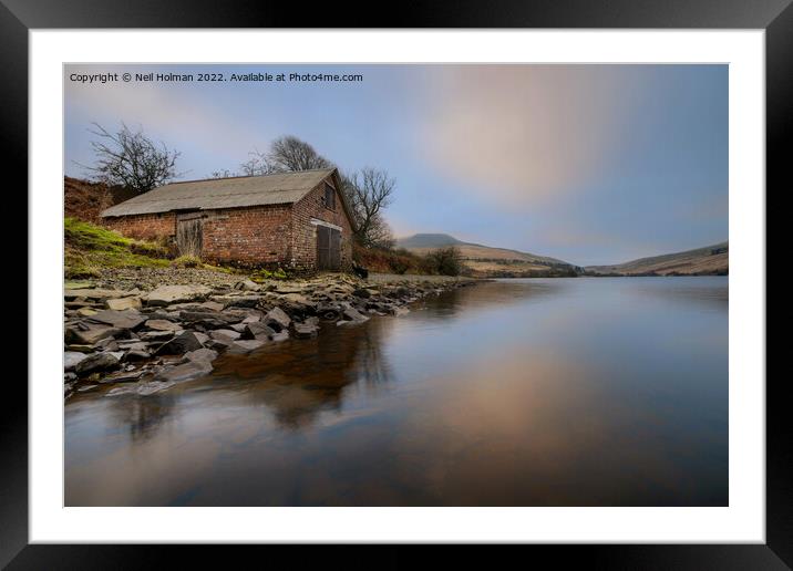 The Boat House, Cray reservoir, Brecon Beacons Framed Mounted Print by Neil Holman