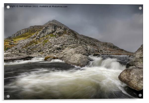 Pont Pen y Benglog, Snowdonia Acrylic by Neil Holman