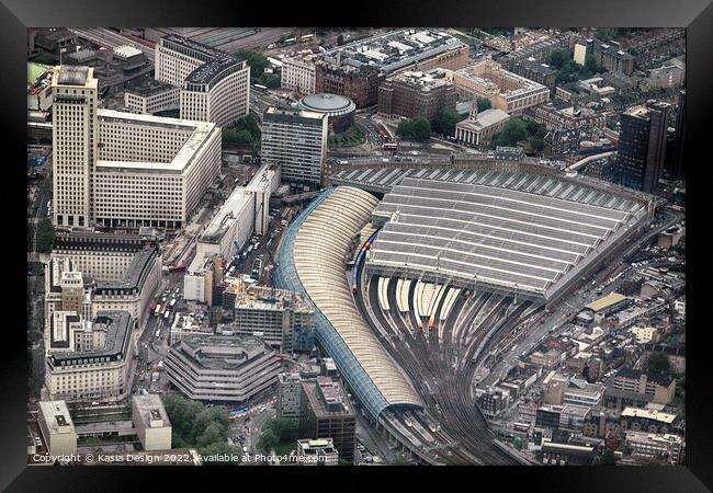Circling London: Waterloo Station Framed Print by Kasia Design