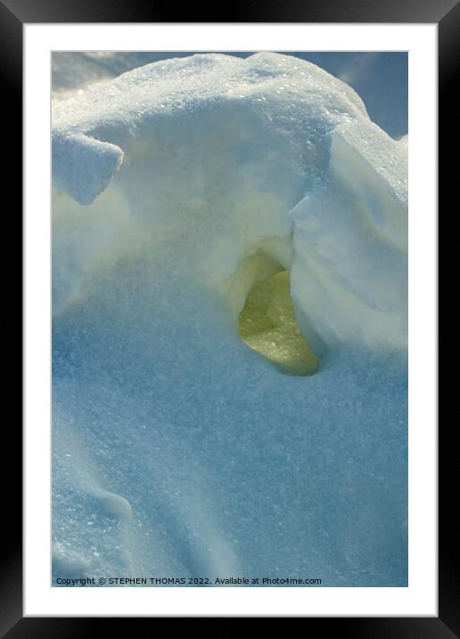 Tiny Snow Cave Framed Mounted Print by STEPHEN THOMAS