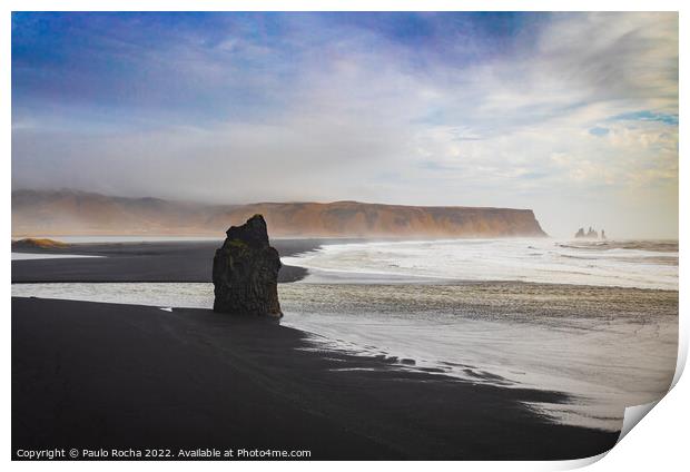 Reynisfjara black sand beach in Iceland Print by Paulo Rocha