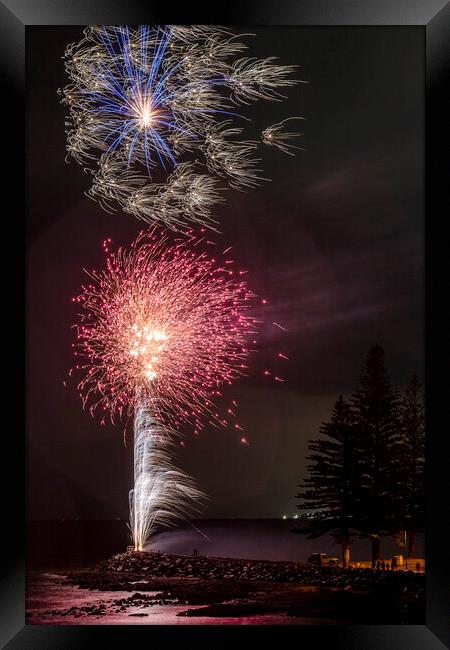 2022 Australia Day Scarborough Firewoks Framed Print by Antonio Ribeiro