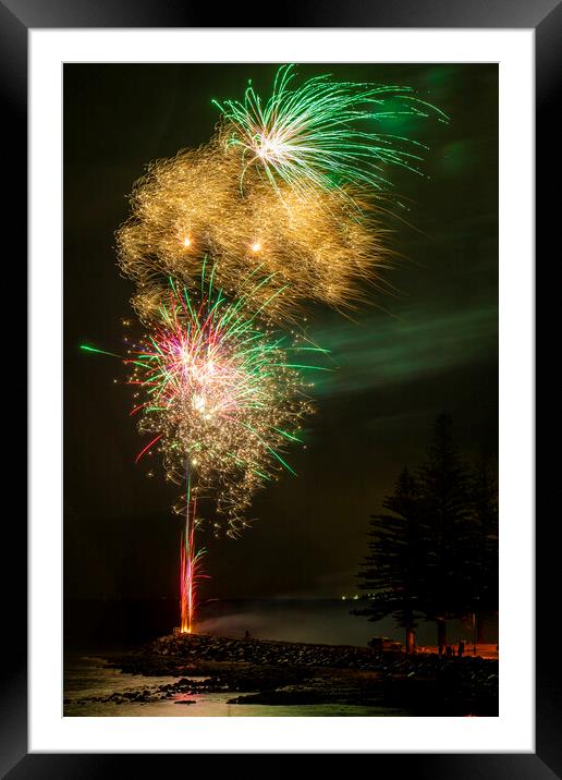 2022 Australia Day Scarborough Firewoks Framed Mounted Print by Antonio Ribeiro