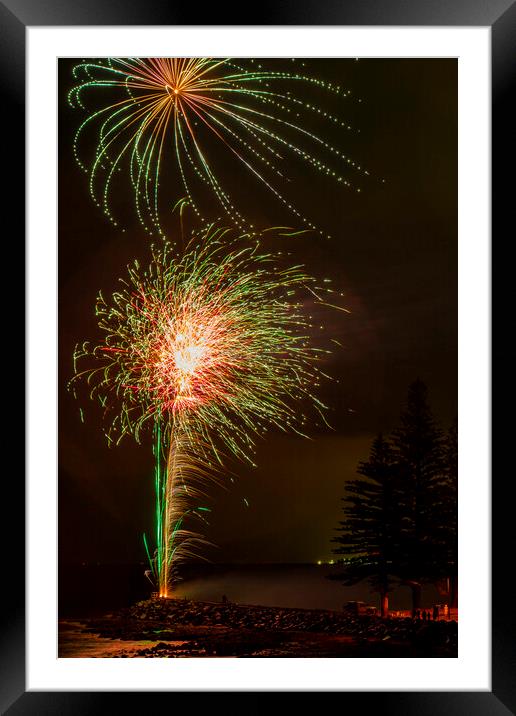 2022 Australia Day Scarborough Firewoks Framed Mounted Print by Antonio Ribeiro