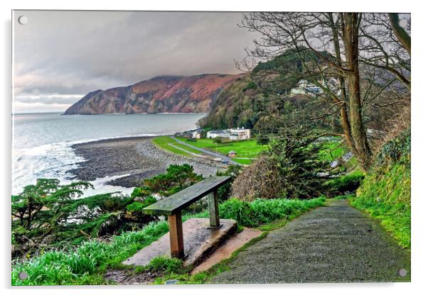 Lynmouth and Countisbury Hill Exmoor Acrylic by austin APPLEBY