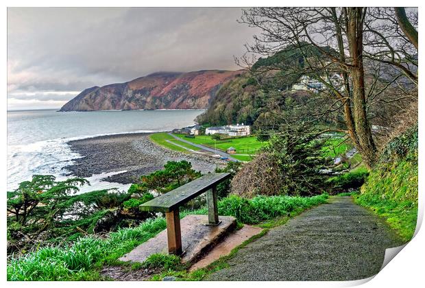 Lynmouth and Countisbury Hill Exmoor Print by austin APPLEBY