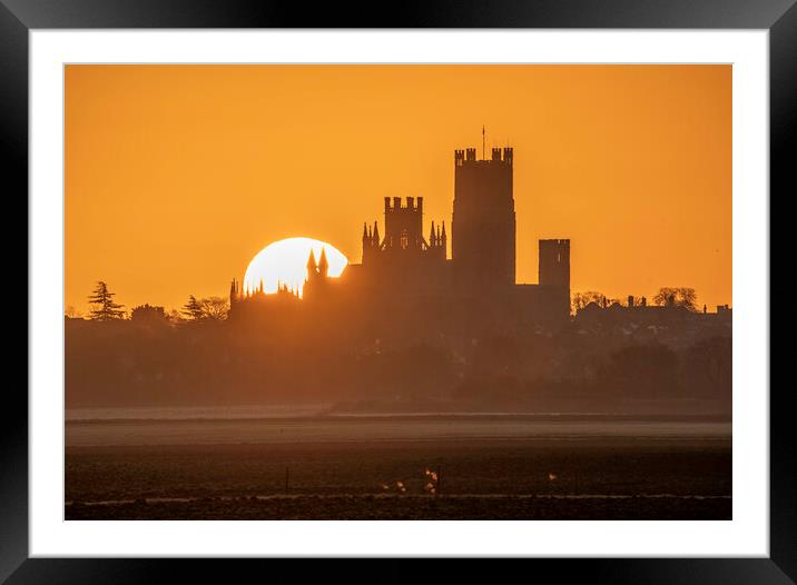 Sunrise behind Ely Cathedral, 30th January 2020 Framed Mounted Print by Andrew Sharpe