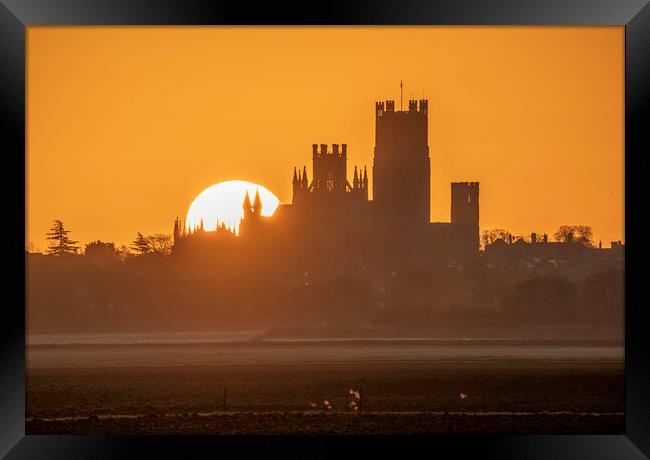 Sunrise behind Ely Cathedral, 30th January 2020 Framed Print by Andrew Sharpe