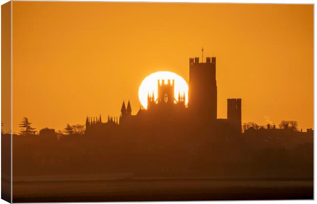 Sunrise behind Ely Cathedral, 30th January 2020 Canvas Print by Andrew Sharpe