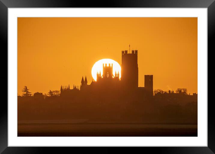 Sunrise behind Ely Cathedral, 30th January 2020 Framed Mounted Print by Andrew Sharpe