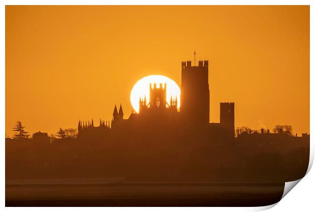 Sunrise behind Ely Cathedral, 30th January 2020 Print by Andrew Sharpe