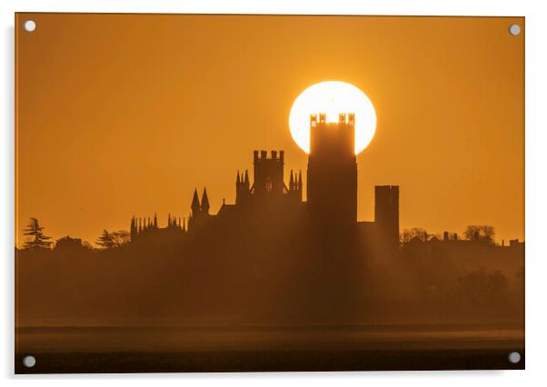 Sunrise behind Ely Cathedral, 30th January 2020 Acrylic by Andrew Sharpe