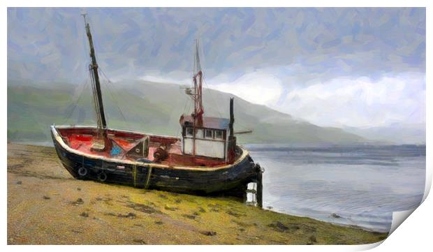 Beached fishing boat Print by Gary Eason