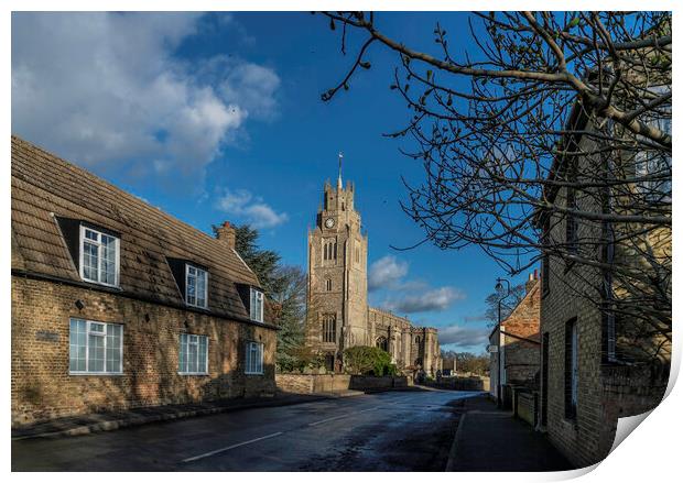 St Andrew's Church, Sutton-in-the-Isle, Cambridgeshire, 27th Jan Print by Andrew Sharpe