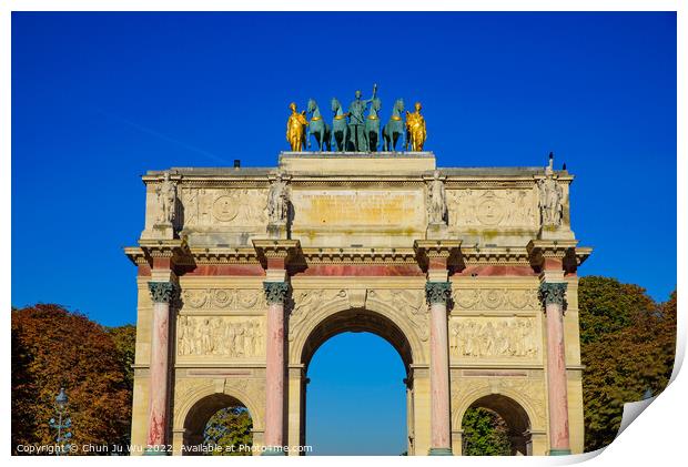 Arc de Triomphe du Carrousel, a triumphal arch in Paris, France Print by Chun Ju Wu