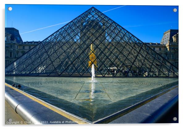 The Louvre Pyramid in the main courtyard of Louvre Museum in Paris, France Acrylic by Chun Ju Wu
