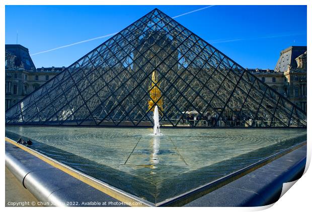 The Louvre Pyramid in the main courtyard of Louvre Museum in Paris, France Print by Chun Ju Wu